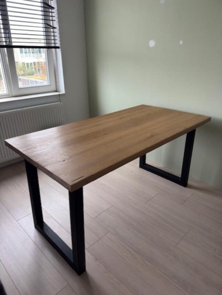 Eettafel industrieel met eikenblad, Huis en Inrichting, Tafels | Eettafels, Zo goed als nieuw, 50 tot 100 cm, 150 tot 200 cm, Vier personen