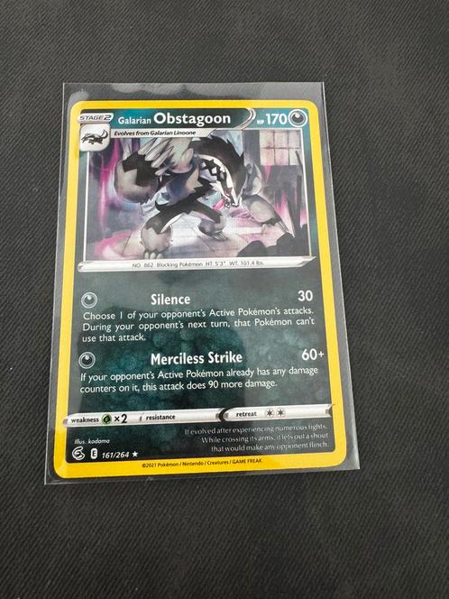 Pokemon galarian obstagoon #161, Hobby en Vrije tijd, Verzamelkaartspellen | Pokémon, Zo goed als nieuw, Losse kaart, Ophalen of Verzenden
