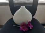 witte glas geblazen vaas, Wit, Ophalen of Verzenden, Minder dan 50 cm, Glas