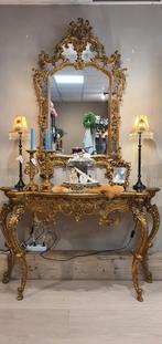 Louis XV rococo tafel met Spiegel, Antiek en Kunst, Verzenden, Ovaal, Minder dan 100 cm
