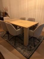 Eettafel 160x88cm licht eikenpatroon, Ophalen, Gebruikt, Eikenhout, 50 tot 100 cm