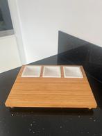 Rechthoekige bamboe serveerplank met schaljes, Ophalen of Verzenden, Zo goed als nieuw