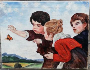 J. Stoker, Spelende kinderen. Olie/doek. 47/36 cm.  beschikbaar voor biedingen