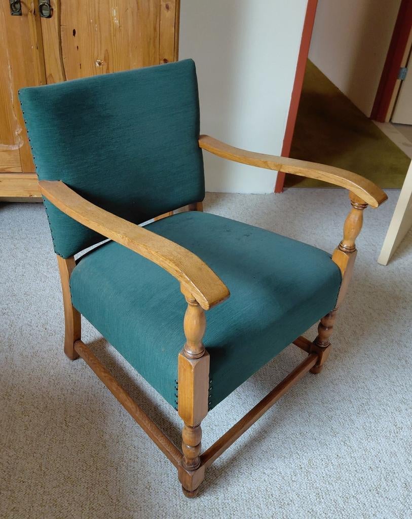 Leuke opgeknapte stoel met armleuning, Huis en Inrichting, Stoelen, Ophalen, Gebruikt, Overige kleuren, Klassiek