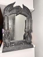 Prachtige gothic spiegel met draken en echte kaarsen., Antiek en Kunst, Ophalen of Verzenden, Rechthoekig