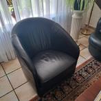 Blauwe leren fauteuil, Gebruikt, Ophalen of Verzenden, 75 tot 100 cm, Modern