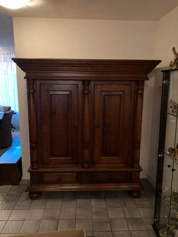 Vintage Eiken Kast - 2 Deuren, 2 Lades - Demonteerbaar beschikbaar voor biedingen