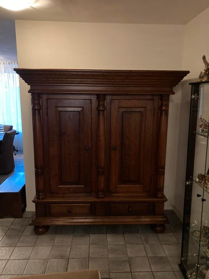 Vintage Eiken Kast - 2 Deuren, 2 Lades - Demonteerbaar, Huis en Inrichting, Kasten | Buffetkasten, Gebruikt, 150 tot 200 cm, 50 tot 75 cm