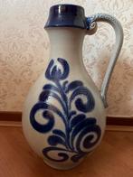 Blauw-Grijs Aardewerk Kruik met Bloempatroon, 50 tot 75 cm, Blauw, Aardewerk of Porselein, Ophalen of Verzenden