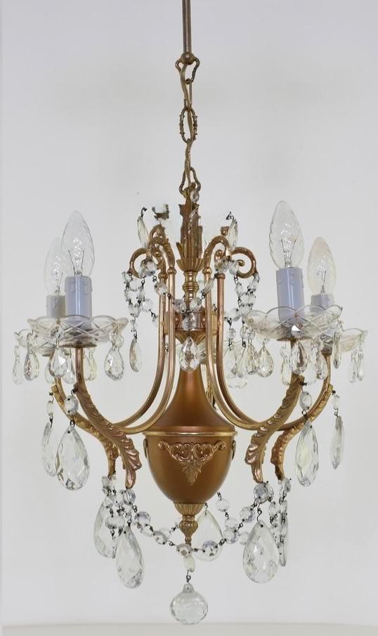Franse Antieke Empire Kroonluchter, Huis en Inrichting, Lampen | Kroonluchters, Zo goed als nieuw, Glas, Metaal, Ophalen of Verzenden