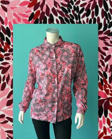 Vintage jaren 70 blouse roze/motief maat 42 beschikbaar voor biedingen