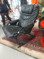 Vintage buisframe fauteuil, 1970's, zwart leder, Ophalen