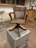 Vintage industriële eiken draaistoel, Antiek en Kunst, Ophalen