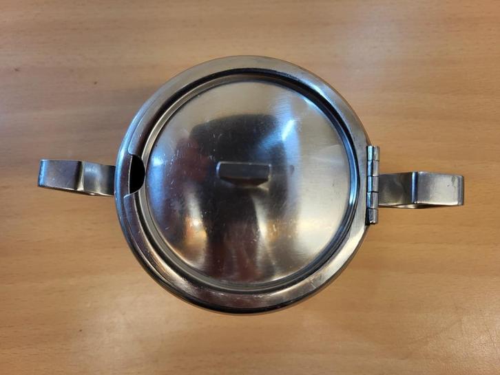 Suikerpot rond.               Rvs., Huis en Inrichting, Keuken | Keukenbenodigdheden, Gebruikt, Ophalen of Verzenden