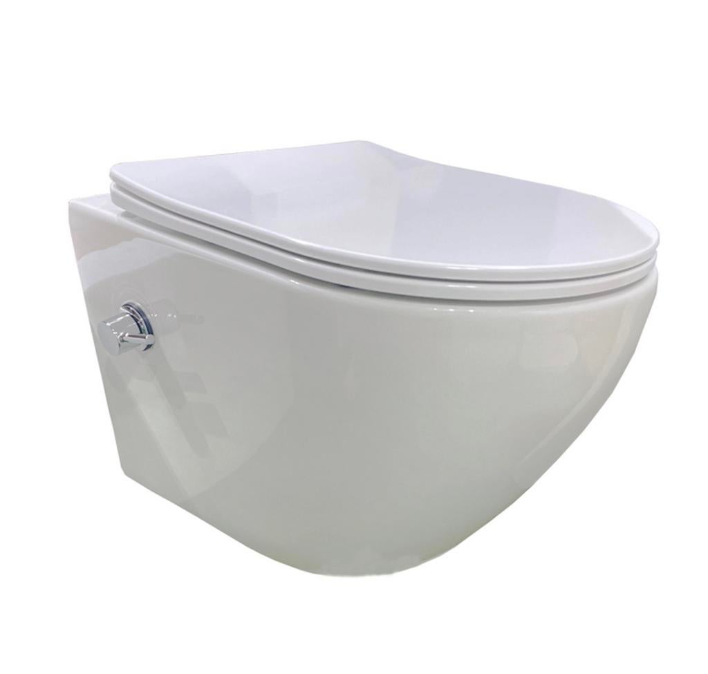Wandcloset toilet met Bidet - Wit, Ophalen of Verzenden, Nieuw, Toilet