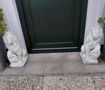 2 Stenen Leeuwen Tuinbeelden, Tuin en Terras, Ophalen, Gebruikt, Steen, Dierenbeeld