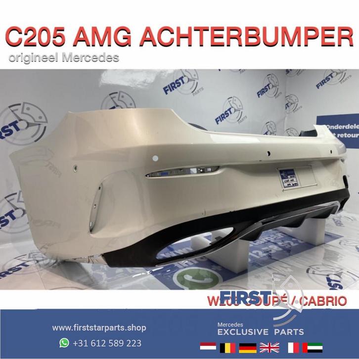 W205 C KLASSE COUPÉ CABRIO AMG ACHTERBUMPER WIT + DIFFUSER o, Auto-onderdelen, Carrosserie en Plaatwerk, Bumper, Mercedes-Benz