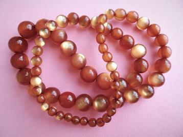 jwg Lange vintage 60s moonglow glans kralen ketting bruin beschikbaar voor biedingen