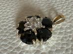 R025/Zilveren Onyx/kristal Bloem Hanger, Gebruikt, Verzenden, Zwart, X