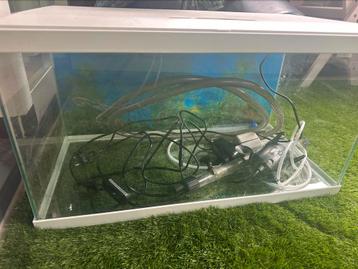 Aquarium 60x30x33cm Wit met verlichting, pomp en verwarmer beschikbaar voor biedingen