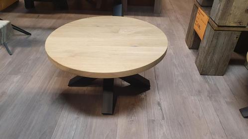 Ronde eiken salontafel van 80cm doorsnee, Huis en Inrichting, Tafels | Salontafels, Nieuw, Minder dan 50 cm, 50 tot 100 cm, 50 tot 100 cm