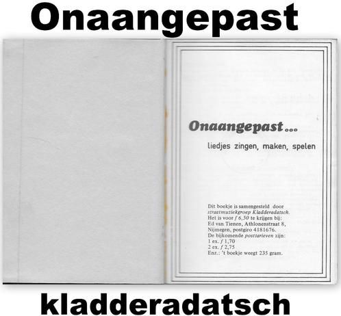 Onaangepast: muziekboekje uitg. Kladderadatsch Nijmegen, Boeken, Muziek, Gelezen, Ophalen of Verzenden