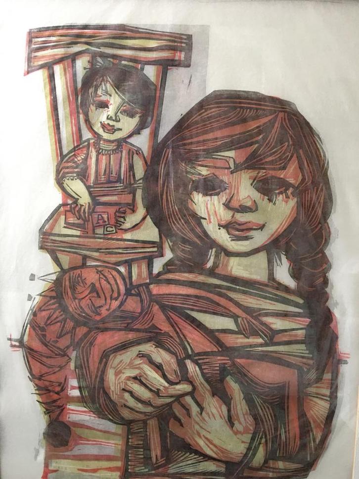 Jaren 70 litho van R. Cox, Huis en Inrichting, Woonaccessoires | Schilderijen, Tekeningen en Foto's, Gebruikt, Print, 50 tot 75 cm