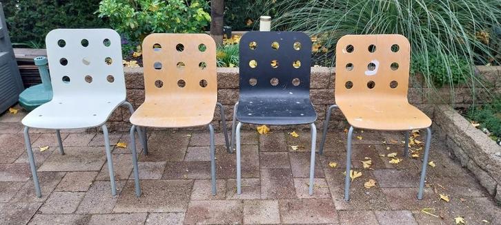 4 stoelen IKEA gratis, Huis en Inrichting, Stoelen, Gebruikt, Vier, Hout, Metaal, Overige kleuren, Ophalen