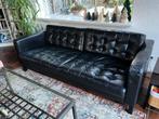 Bank 3-zits zwart leer, Ophalen, Gebruikt, Driepersoons, Rechte bank