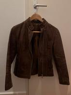 Leren jas (echt leer) bruin met capuchon, Jasje, Real leather, Maat 34 (XS) of kleiner, Ophalen of Verzenden