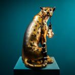 Vloerlamp luipaard Leopold | Goud-zwart | Handbeschilderd, Ophalen, Nieuw, Kunststof, Minder dan 100 cm
