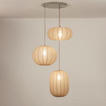 taupe 3 lampion japandi hanglamp hoekbank tafel vide lampen beschikbaar voor biedingen