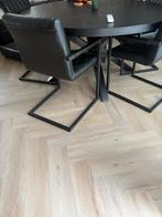 6 Zwarte eetkamerstoelen, Huis en Inrichting, Stoelen, Ophalen, Gebruikt, Zwart, Metaal