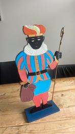 Geweldige zwarte piet van zwaar hout met ijzeren koper staf, Ophalen, Zo goed als nieuw