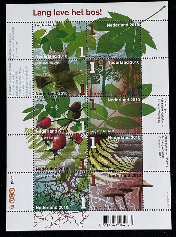 2010 Lang leve het bos Nvph V2758-2767 postfris, Postzegels en Munten, Postzegels | Nederland, Postfris, Na 1940, Verzenden