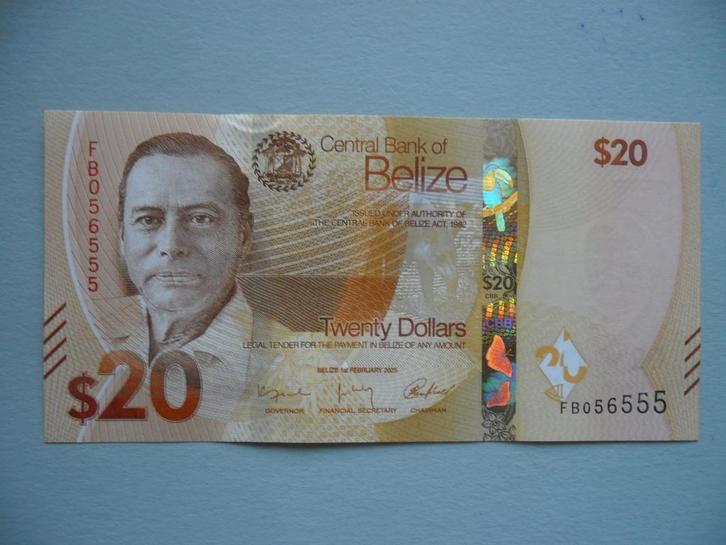 Belize #W76 [2025] / 20 dollars UNC, Postzegels en Munten, Bankbiljetten | Amerika, Los biljet, Midden-Amerika, Verzenden
