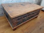 Indiase Dekenkist - Hout & Metaal - Donkerbruin, Huis en Inrichting, Woonaccessoires | Kisten, Ophalen, Gebruikt, 100 tot 150 cm