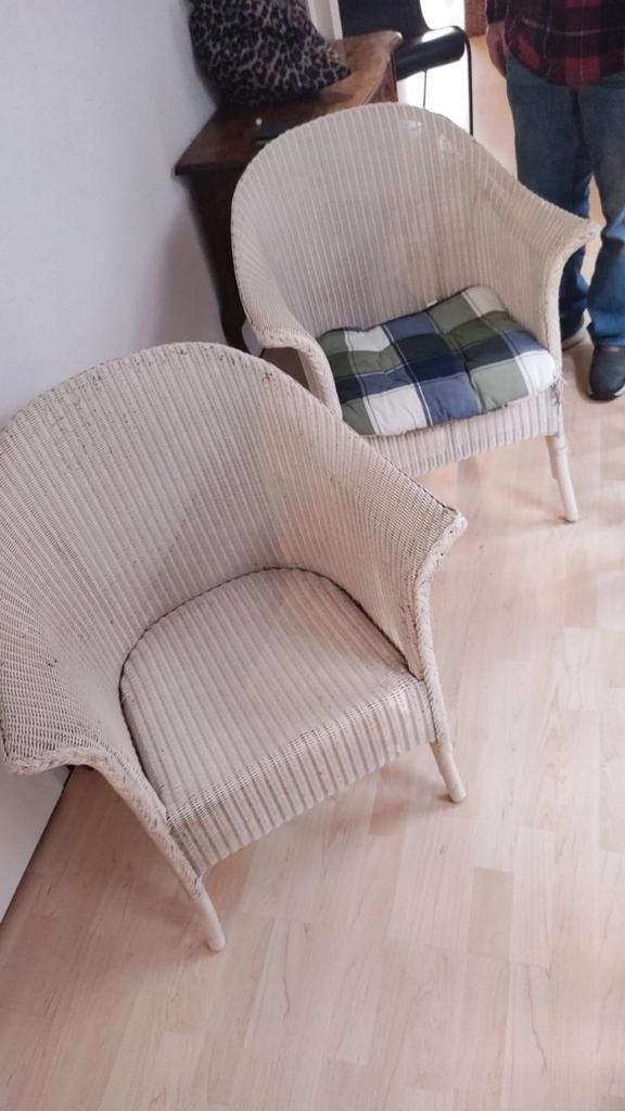 Lloyd Loom Stoeltjes - Set van 2, Huis en Inrichting, Stoelen, Gebruikt, Twee, Riet of Rotan, Wit, Ophalen
