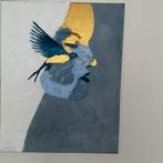 Gezicht met vogel 40x50 cm, Antiek en Kunst, Kunst | Schilderijen | Modern, Ophalen