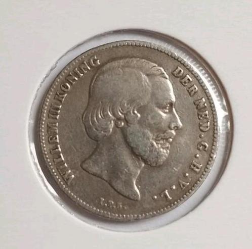 Mooie Zilveren Halve (of 1/2) Gulden 1857 - Willem III, Postzegels en Munten, Munten | Nederland, Losse munt, ½ gulden, Koning Willem III