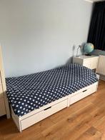 Leuk 1 persoons bed met lades Wit Als Nieuw!, 90 cm, Eenpersoons, Wit, Ophalen of Verzenden