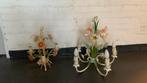 2 brocante franse metalen kroonluchters bloemen, Ophalen