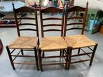 3 Oud Hollandse Stoelen met Rotan Zitting, Huis en Inrichting, Stoelen, Ophalen, Gebruikt, Hout, Drie