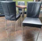 4 Zwarte Bert Plantagie Jeanne Eetkamerstoelen, Ophalen, Gebruikt, Zwart, Leer