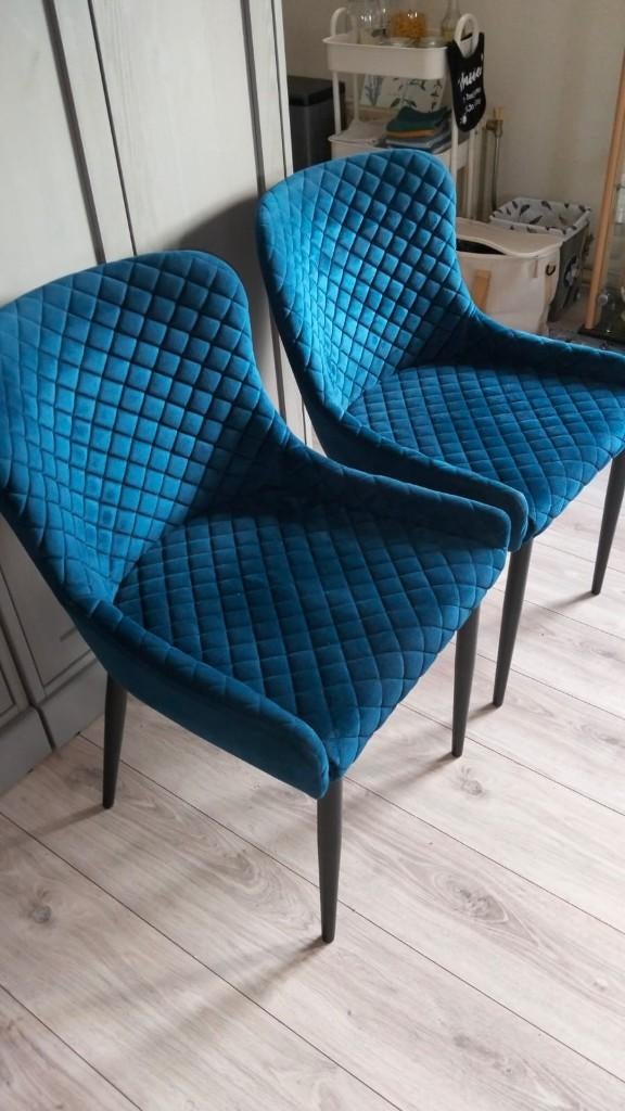 Eetkamerstoelen, Ophalen, Zo goed als nieuw, Blauw, Twee