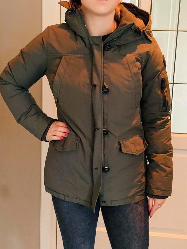 Donkergroene Airforce jas - Maat L - 4-pocket - parka, Kleding | Dames, Jassen | Zomer, Zo goed als nieuw, Maat 42/44 (L), Groen