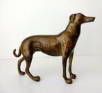 Bronzen beeld van hazewindhond in staande houding 3778-b, Ophalen of Verzenden, Brons