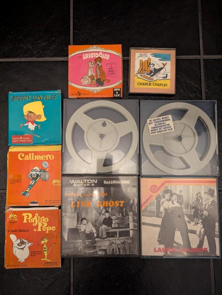 Collectie 8mm Films - Disney, Chaplin, Laurel & Hardy, Audio, Tv en Foto, Filmrollen, 8mm film, Ophalen of Verzenden