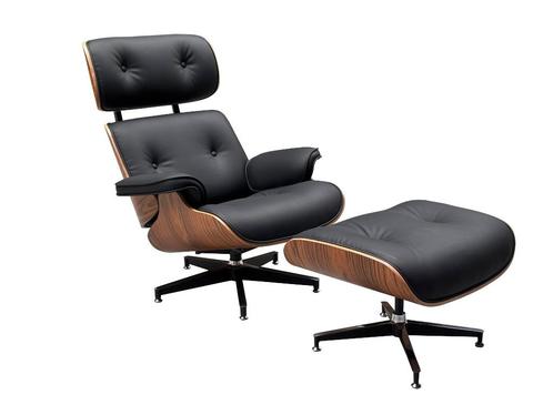 Eames Lounge Chair | XL - Zwart Leer | NIEUW | SET, Huis en Inrichting, Fauteuils, Nieuw, Hout, Leer, Metaal, 75 tot 100 cm, 75 tot 100 cm