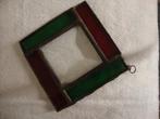 glas in lood hangertje, rood groen, geslepen, Antiek en Kunst, Ophalen of Verzenden